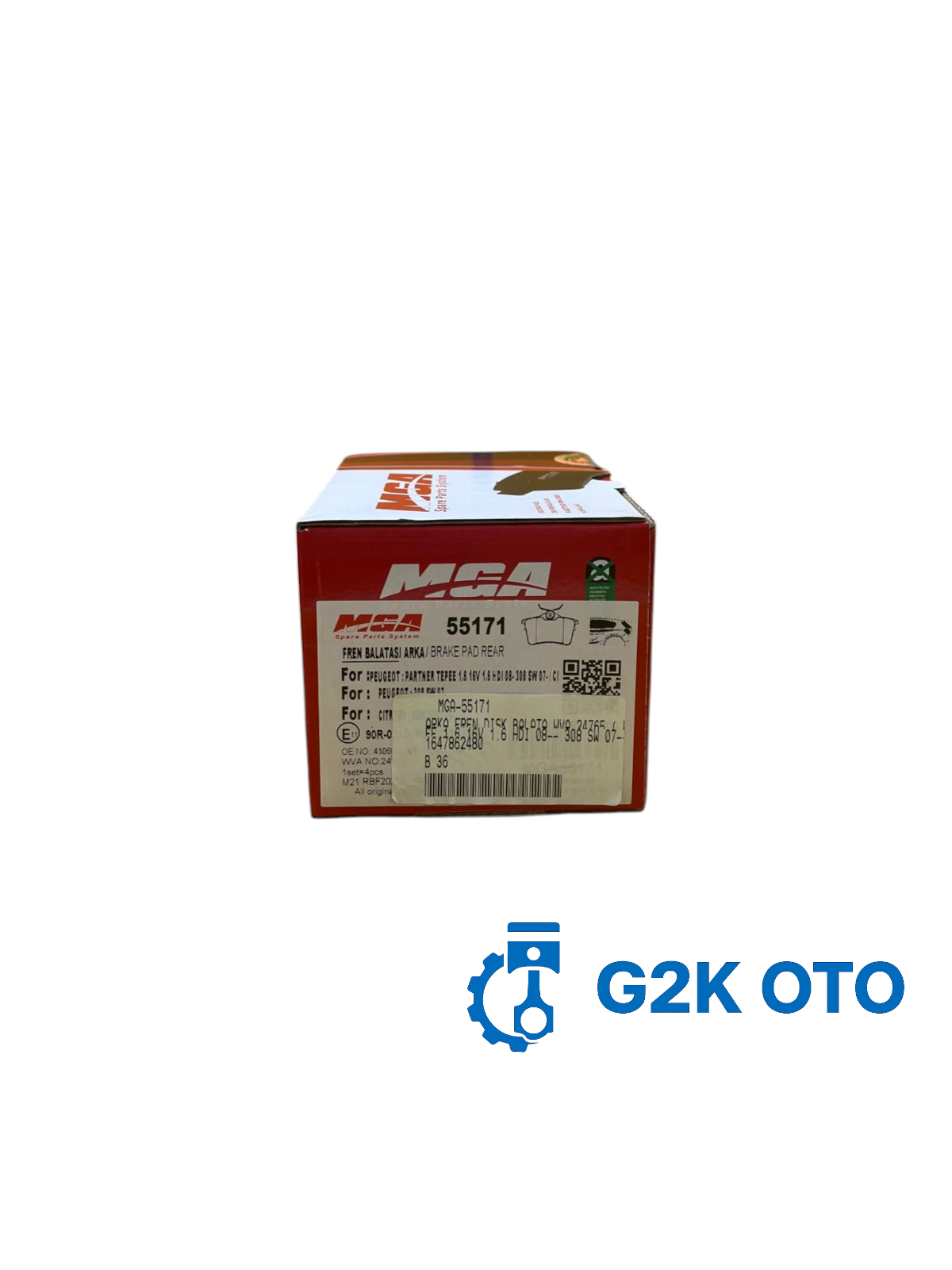 ARKA FREN DISK BALATA WVA 24765 ( PEUGEOT   PARTNER TEPEE 1.6 16V 1.6 HDI 08-- 308 SW 07-- / CITROEN   BERLINGO 08-- ) 1647862480