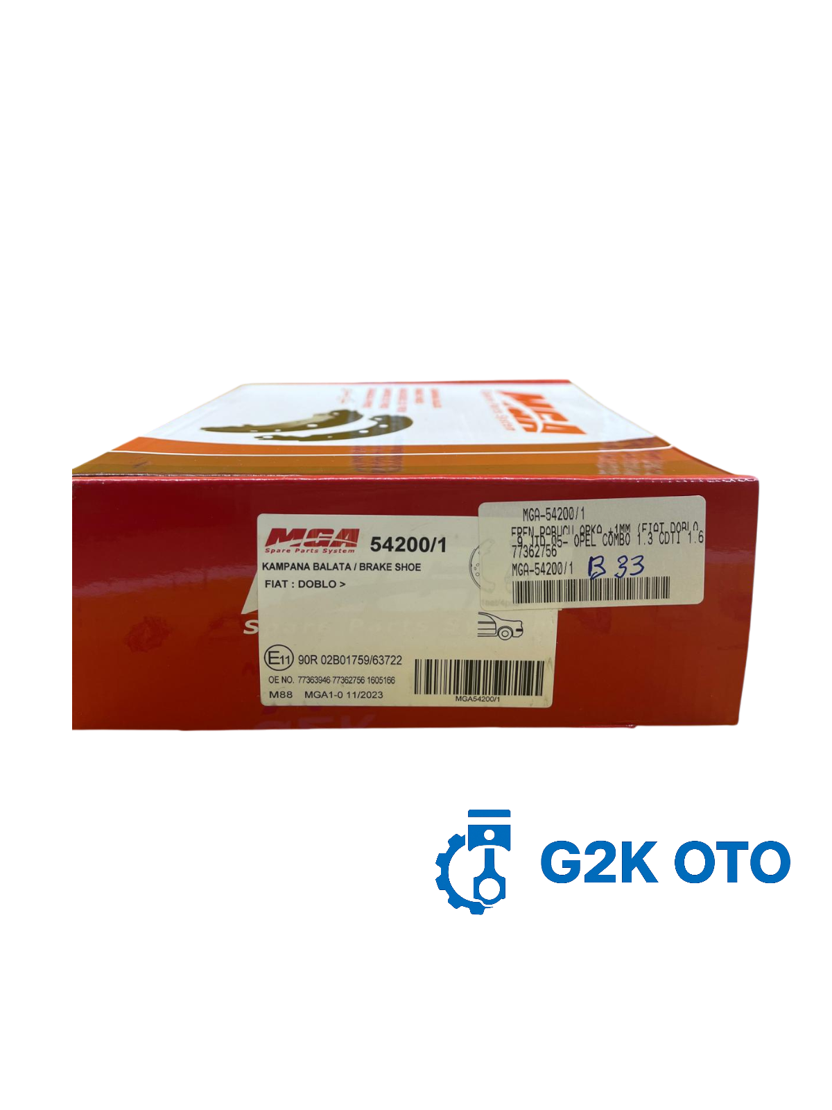 FREN PABUCU ARKA +1MM (FIAT DOBLO 1.3 JTD 1.4 1.6 JTD 1.9 JTD 05- OPEL COMBO 1.3 CDTI 1.6 CDTI 12-) 77362756