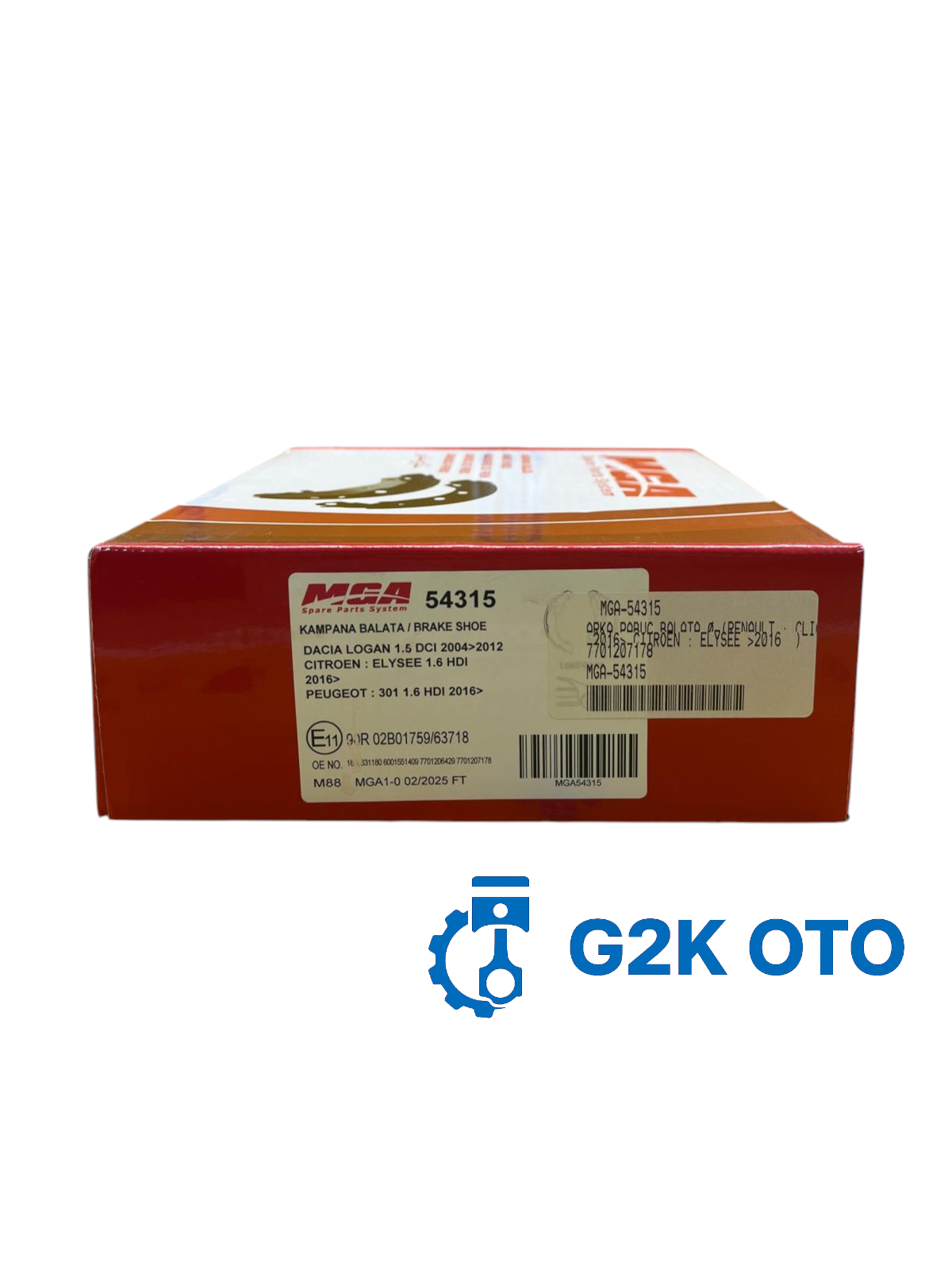 ARKA PABUC BALATA Ø-(RENAULT : CLIO II  > PEUGEOT : 301 2016> CITROEN : ELYSEE >2016  ) 7701207178