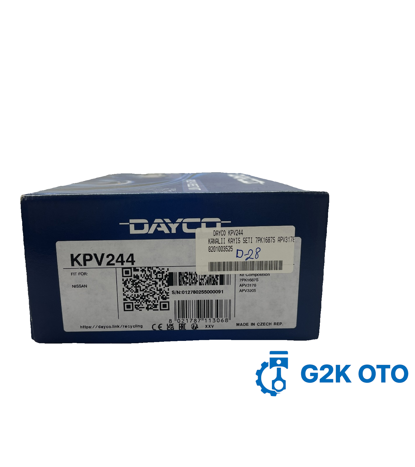 KANALII KAYIŞ SETİ 7PK1687S APV3178 MEGANE III KADJAR FLUENCE 8201003525